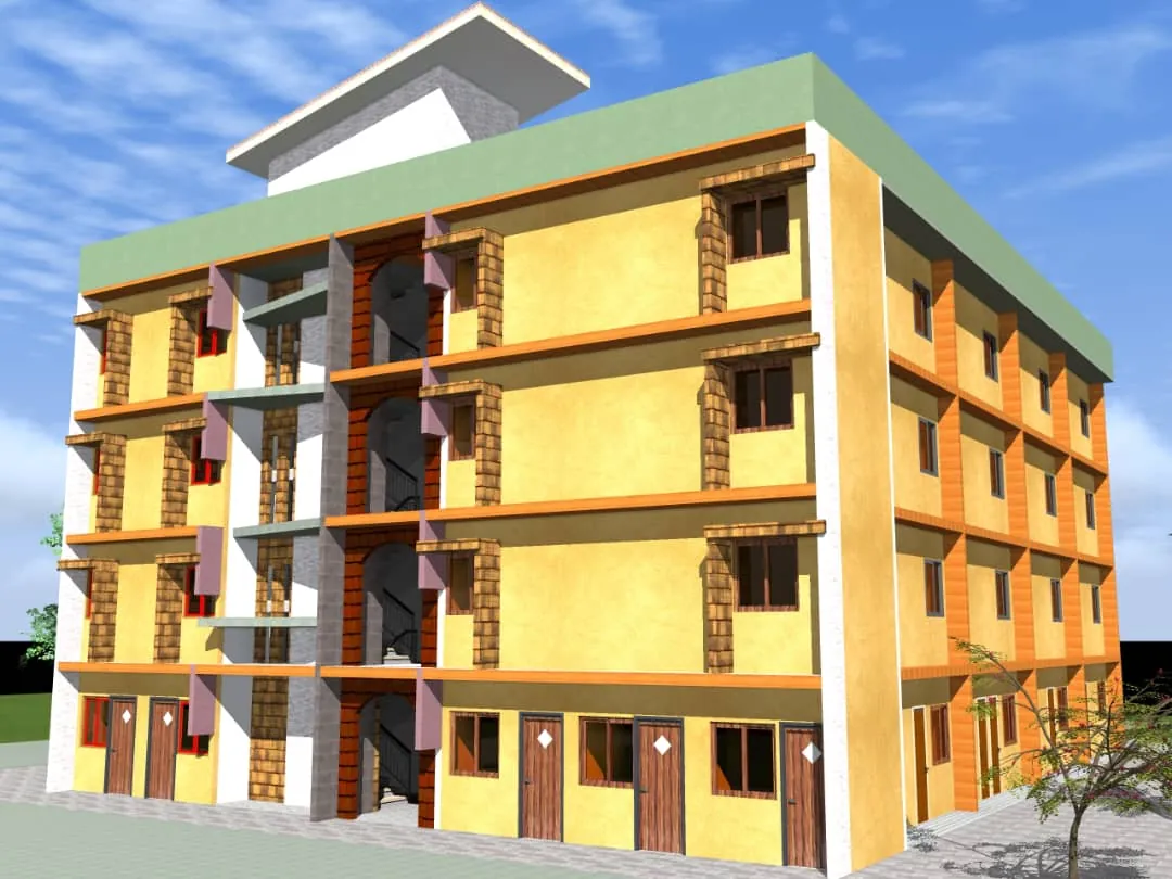 Rendu extérieur d'un bâtiment collectif en 3D